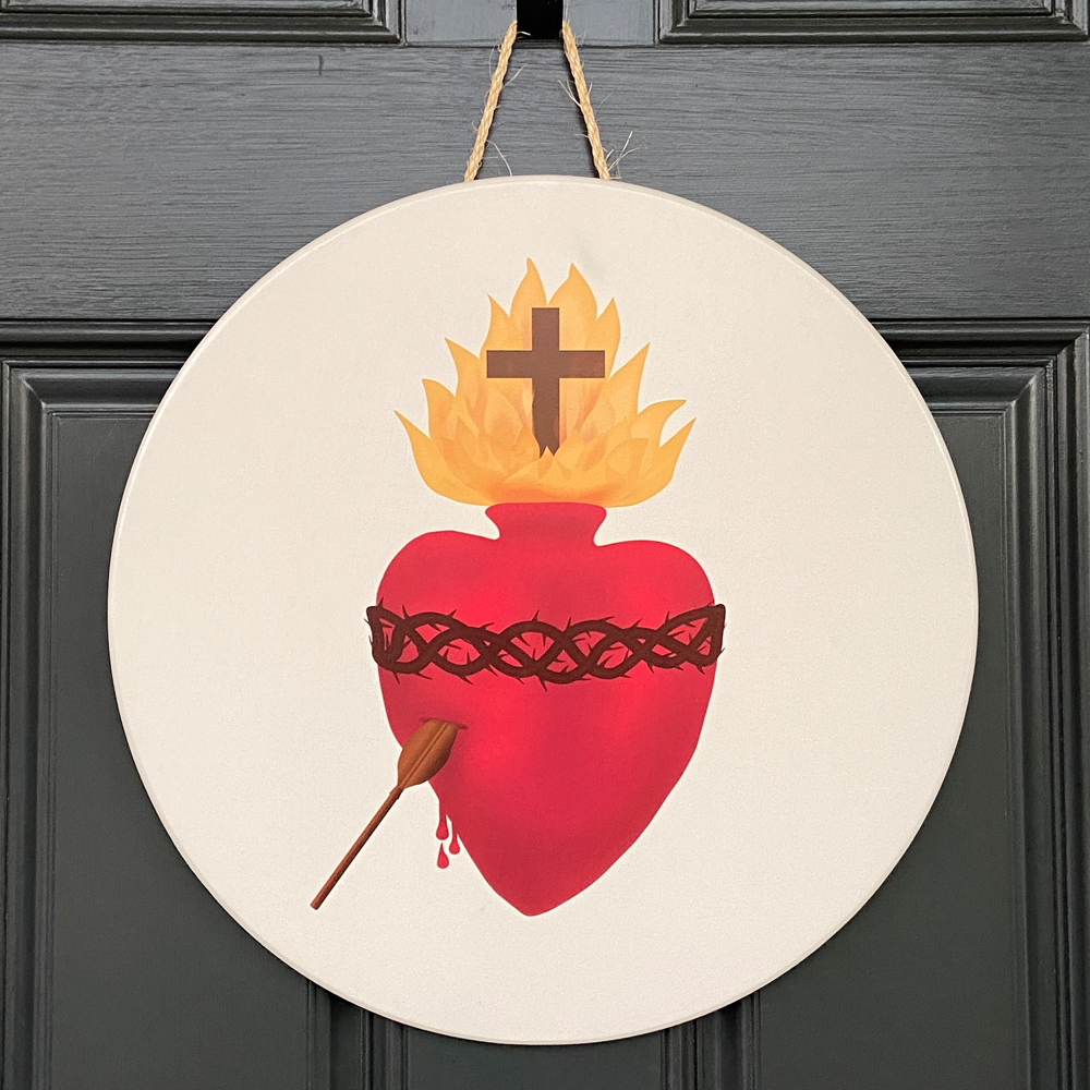 Sacred Heart Circular Door Sign