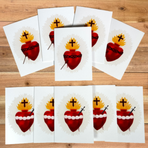 10-pack Notecards Sacred Heart of Jesus & Immaculate Heart of Mary Blank Inside 3.5x5