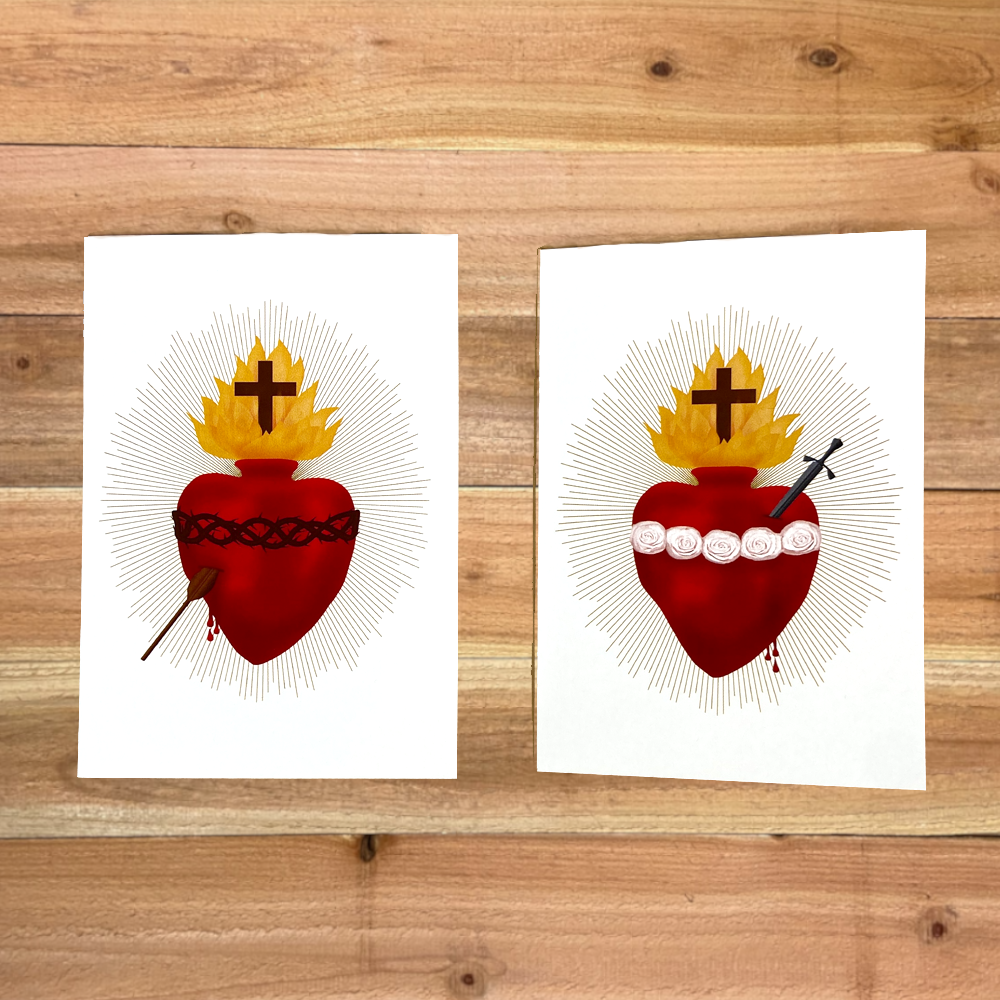 10-pack Notecards Sacred Heart of Jesus & Immaculate Heart of Mary Blank Inside 3.5x5 - Image 2
