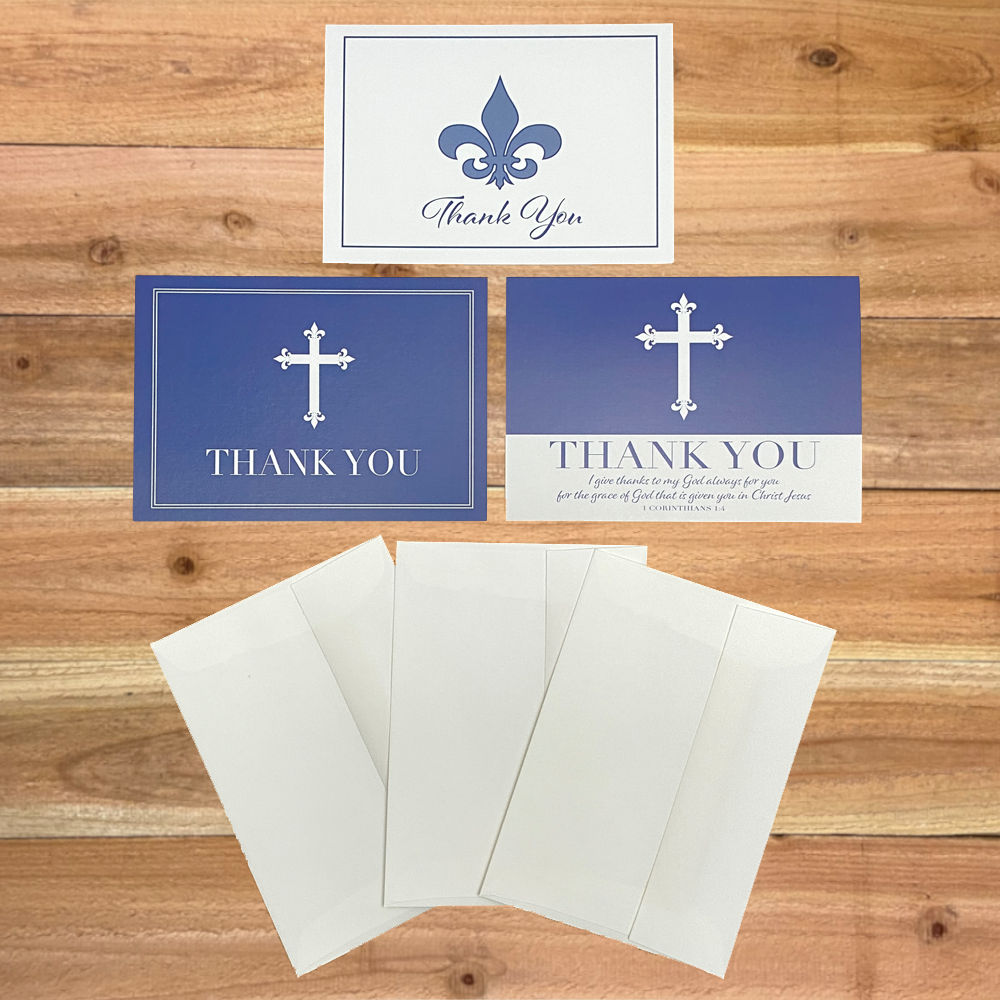 10-pack Notecards Assorted Thank You Cards 3 Designs Blue - Image 2