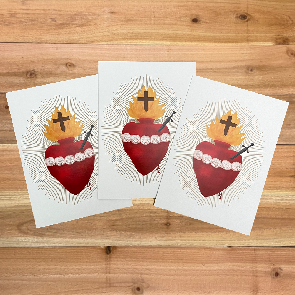 3-pack Immaculate Heart of Mary 5x7 Full Sized Greeting Cards