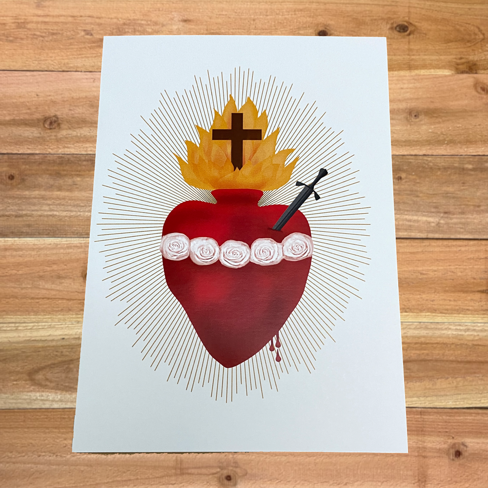 3-pack Immaculate Heart of Mary 5x7 Full Sized Greeting Cards - Image 3