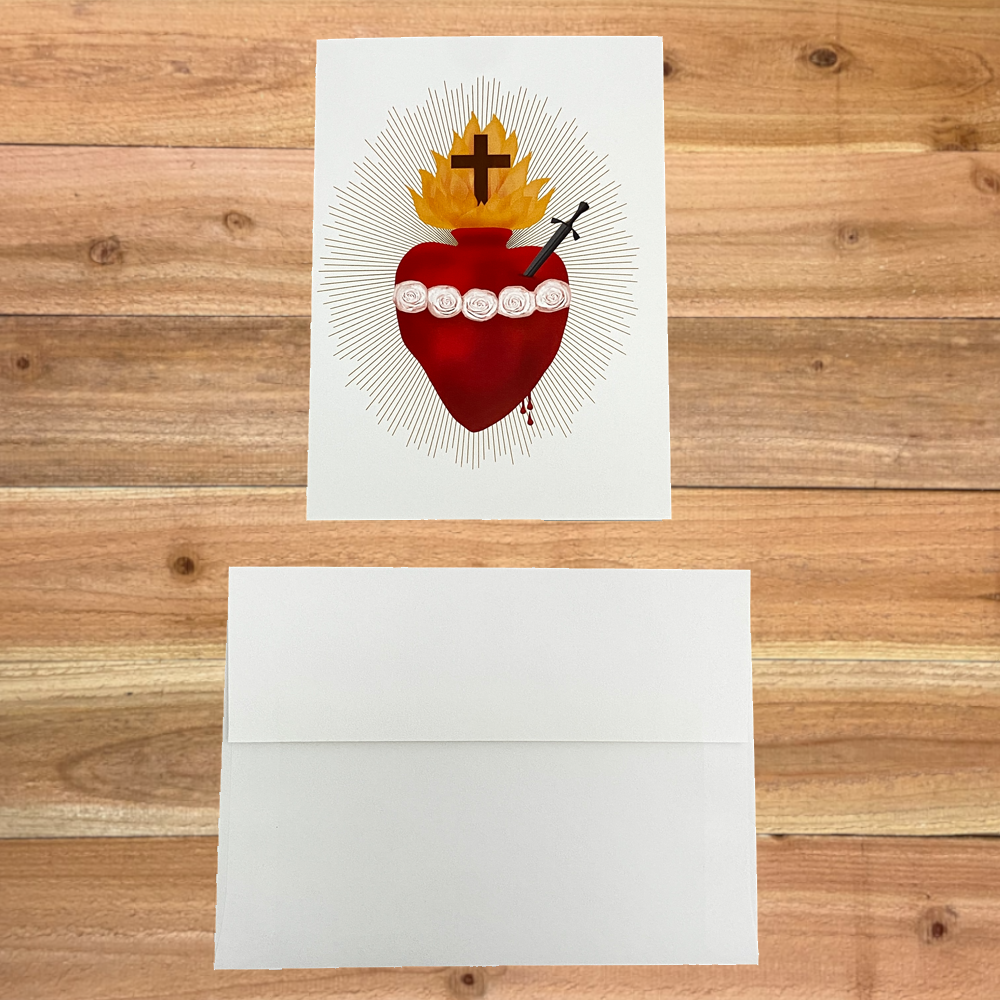3-pack Immaculate Heart of Mary 5x7 Full Sized Greeting Cards - Image 2