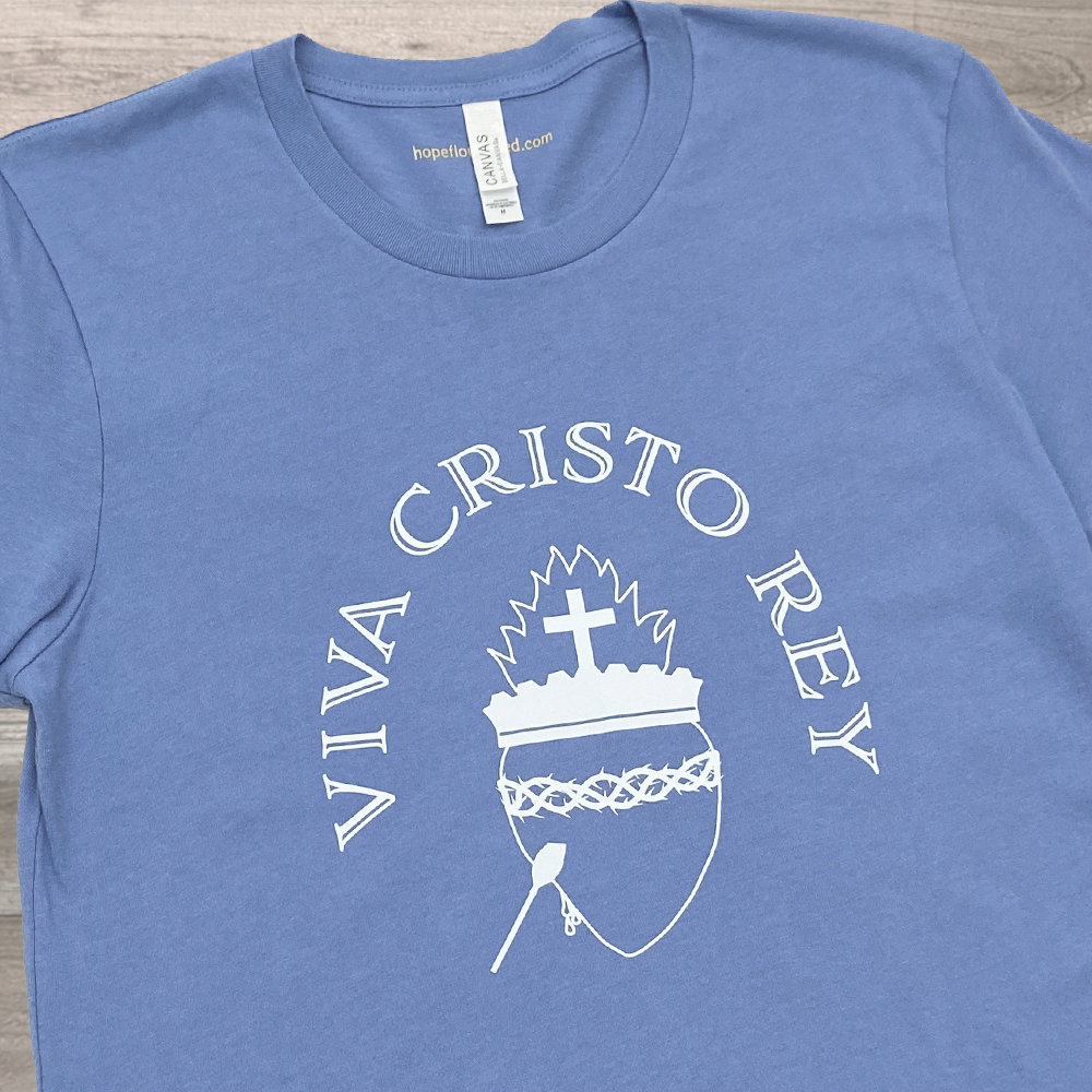 Viva Cristo Rey T-Shirt Lavender Blue - Image 2