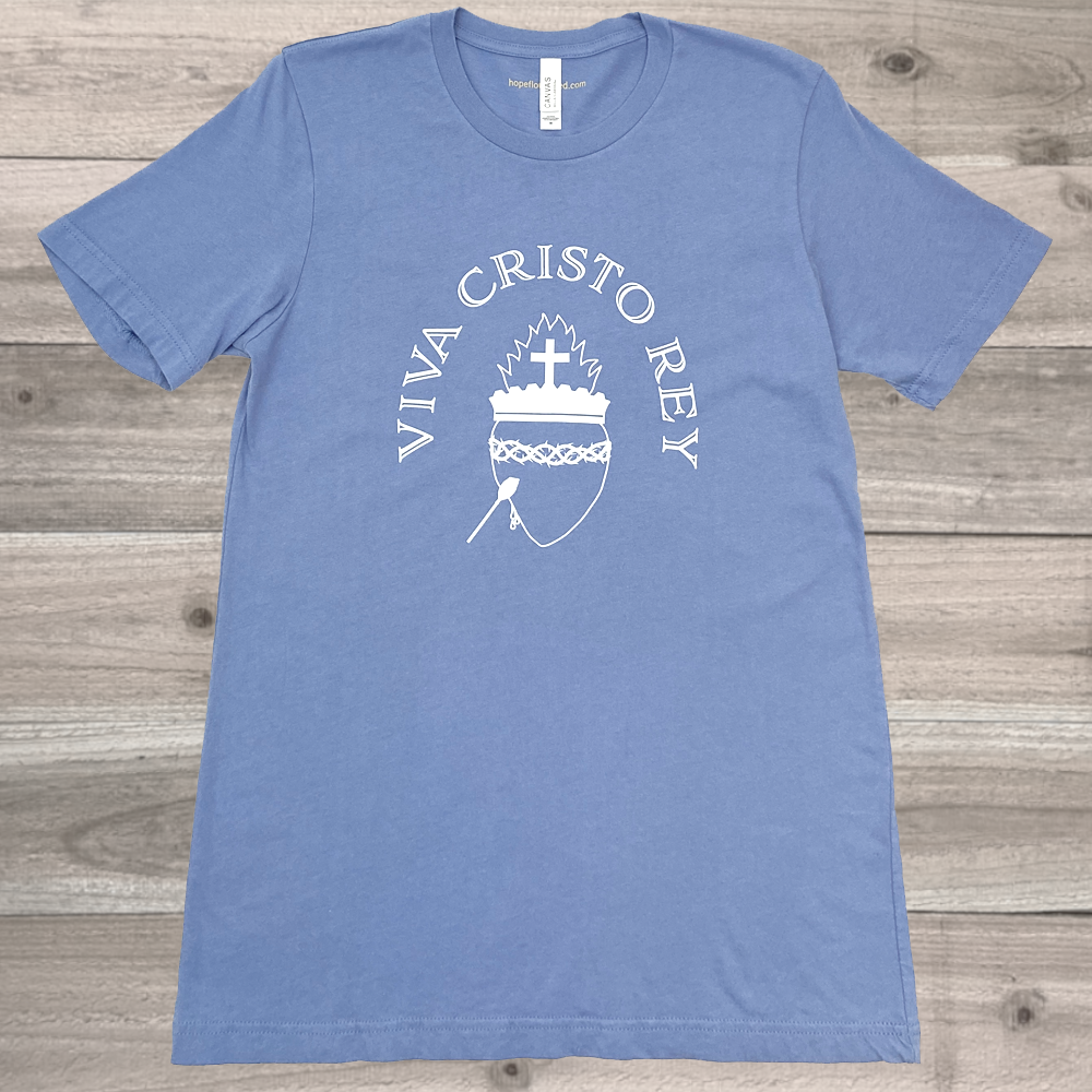 Viva Cristo Rey T-Shirt Lavender Blue - Image 3